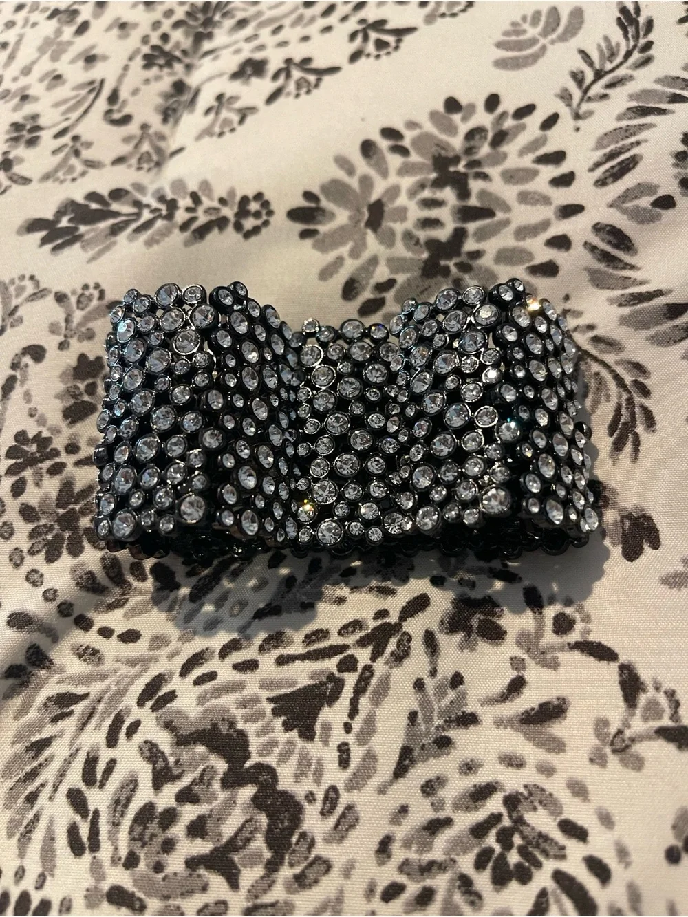 Crystal-Embellished Black Stretch Bracelet